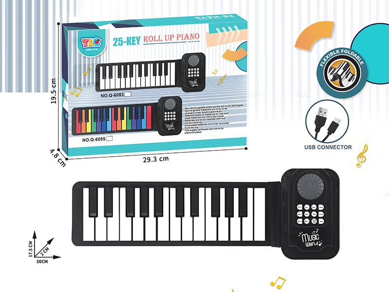 25-Key Roll Up Piano With USB Cable