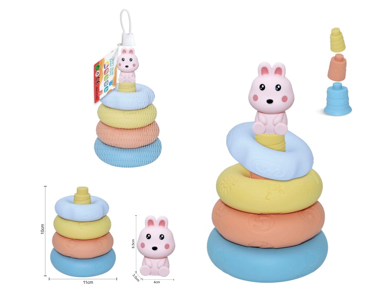Soft Rubber Stacking Ring Finger Doll Set(Rabbit) 8PCS