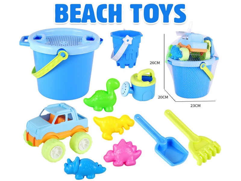 Castle Sand Bucket Truck Dinosaur Sand Mold Shovel Tools Set 11pcs