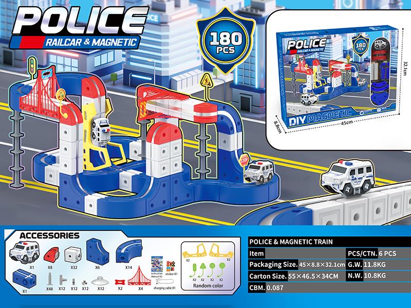 DIY 3D Magnetic Track Car(Car With Light)180PCS