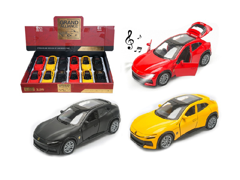 1:36 Ferrari Alloy Car Model With Light And Music In A Three-Color Mixed Outfit