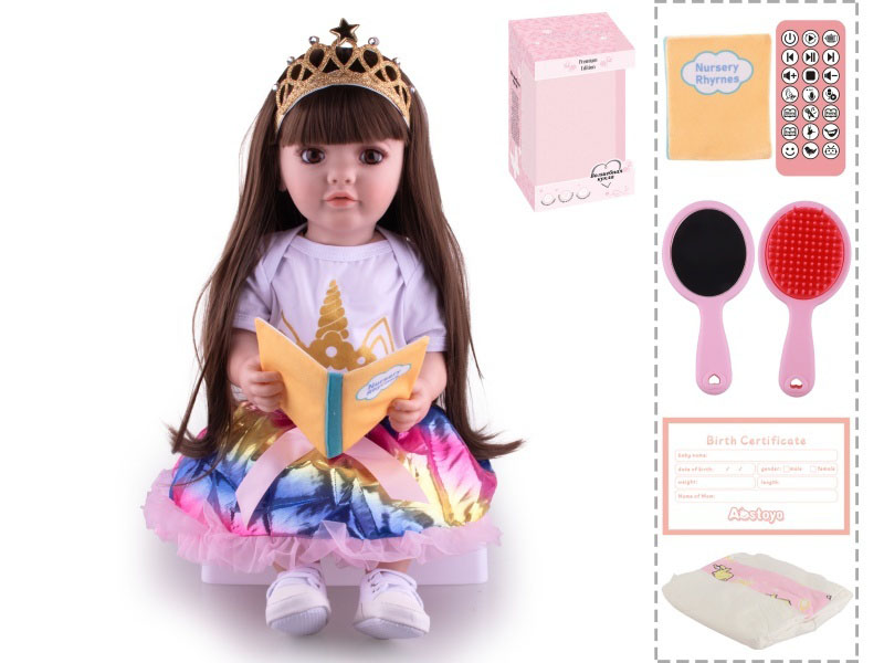 22-Inch Bionic Smart Rebirth Doll, Capable Of Bionic Shaking Of The Head, Raising Of The Hand, Mouth Movement To Speak, Intelligent Dialogue, Recording, Imitating The Tongue, Oral Skills, Dance Music