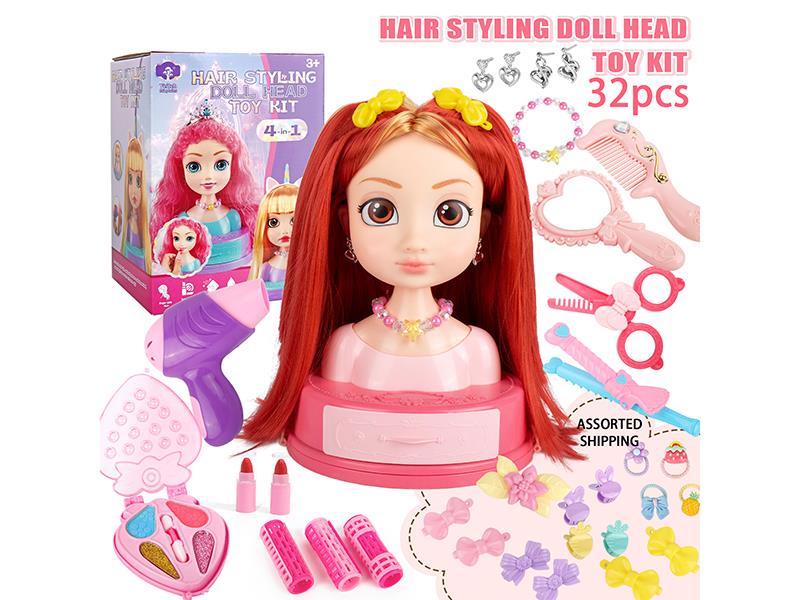 25pcs Hair Styling Doll Head Toy Kit