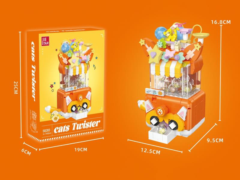 Building Blocks: Cat And Cat Gacha Machine, Chinese-English Universal Box, 462 PCS