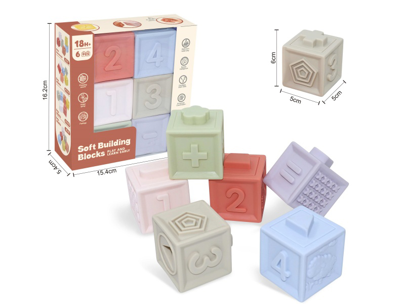 Animal & Numbers Soft Building Blocks 6pcs