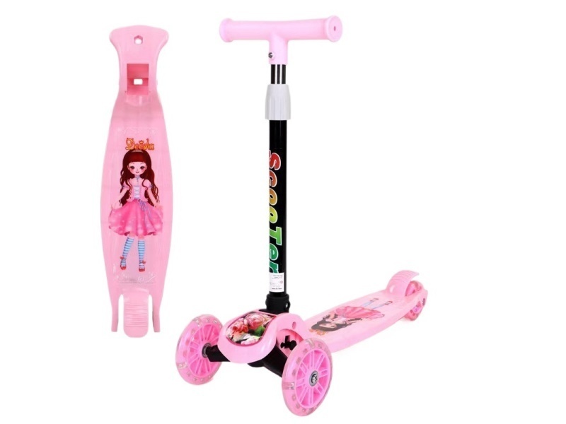 Children'S Scooter, One-Click Folding, Flashing Wheels