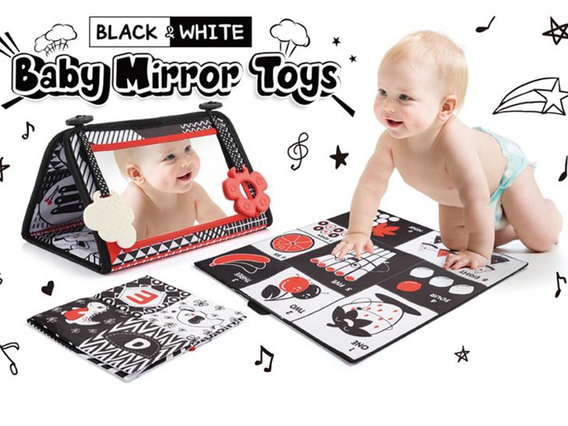 Black And White Baby Floor Mirror + Cloth Book