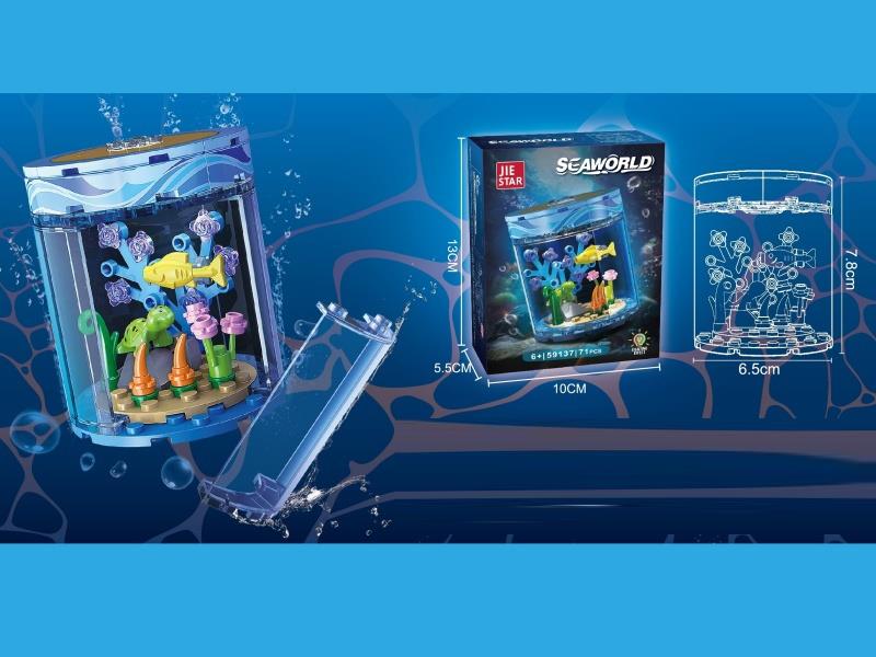 Building Block: Underwater [Including Light Piece] 2 Ag3 Batteries Built-In, 71Pcs