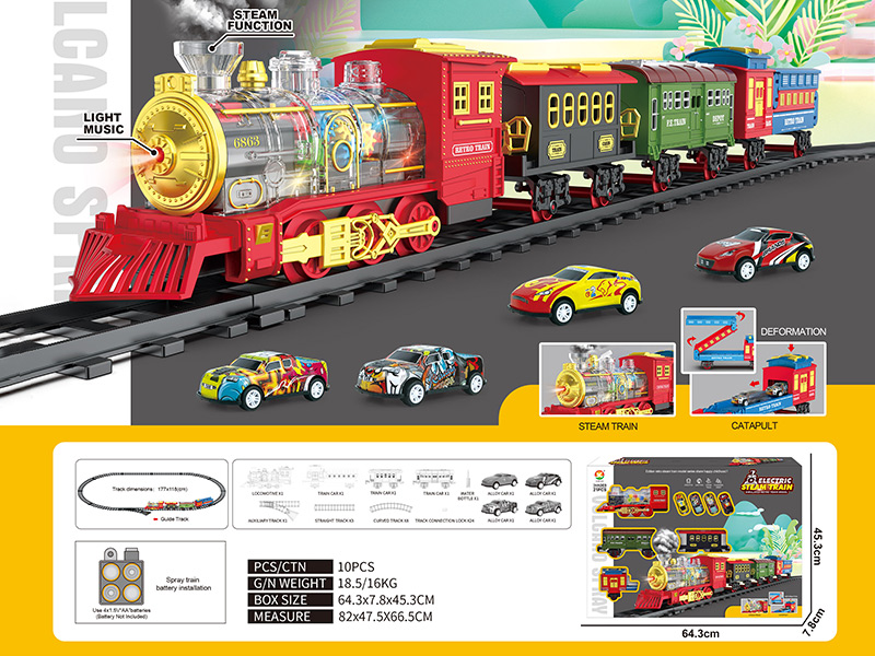 Classical Steam Transparent Gear Locomotive Electric Rail Train Toy