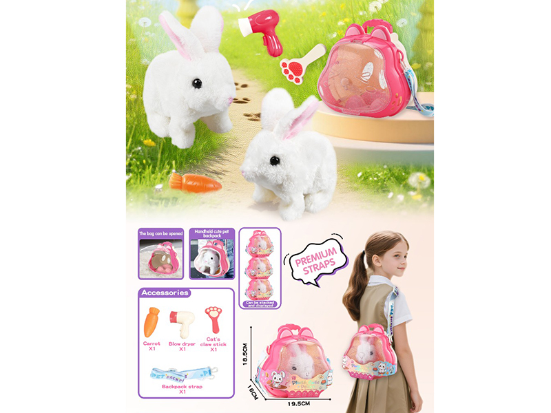 Electric Plush Rabbit 3-In-1 Crossbody Bag Set