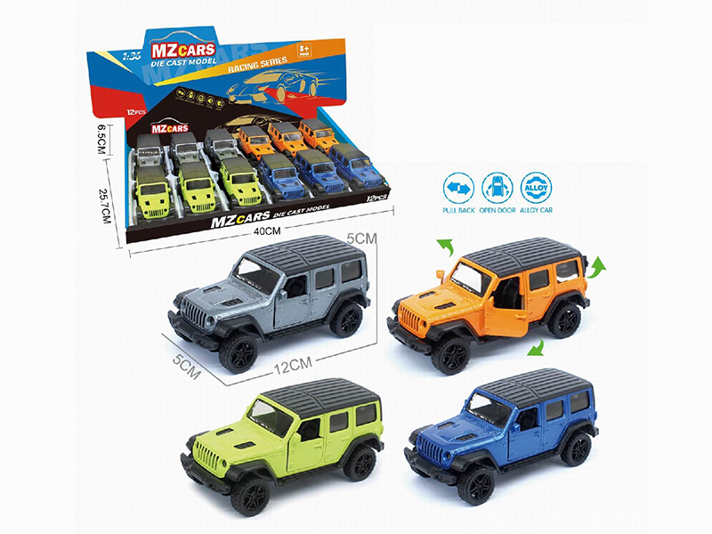 1:36 Pull Back Alloy Off-Road Vehicle(3 Doors Can Open) 12pcs