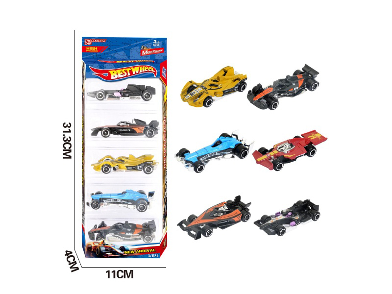 6-Piece 1:64 F1 Racing Car Alloy Model 5-Pack