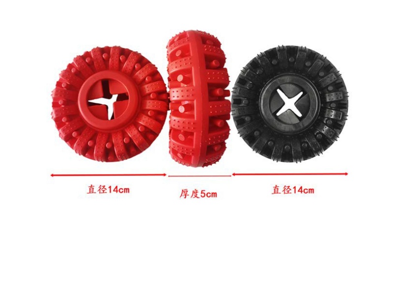 A Pet Toy With A Large Tire That Leaks Food