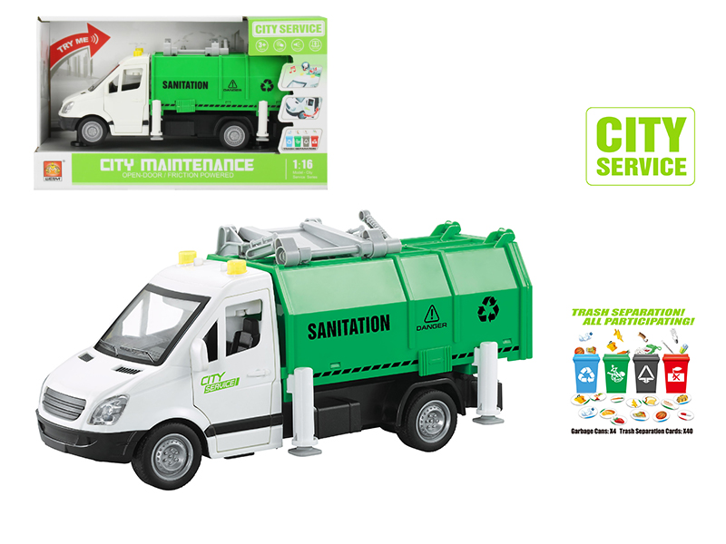 1:16 Friction Sanitation Truck(With Light And Sound)