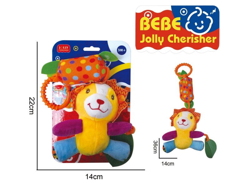 Baby Educational Plush Soothing Toy Lion Bed Wind Chime