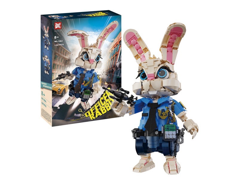 1387 Pieces + Rabbit Police Officer Building Block Puzzle Assembly Toys