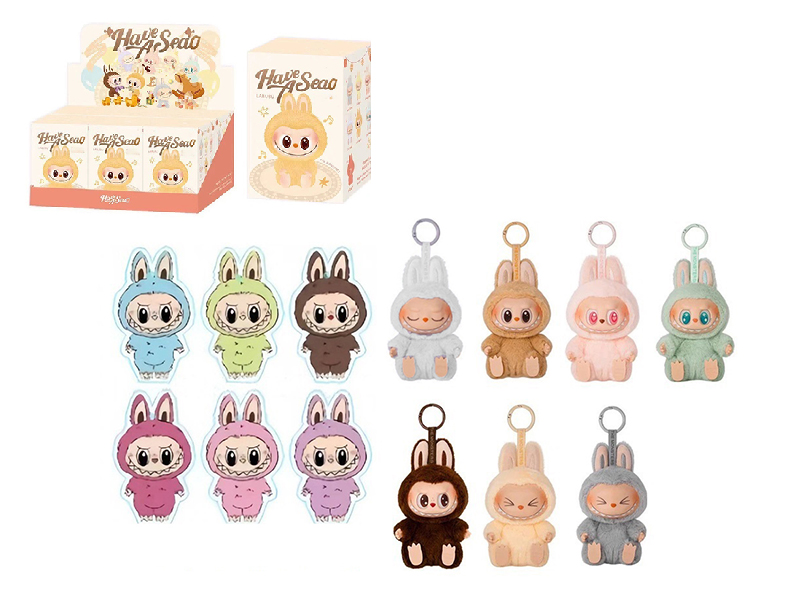 8" Plush Vinyl Labubu Doll Keychain With 1 Card(6PCS)