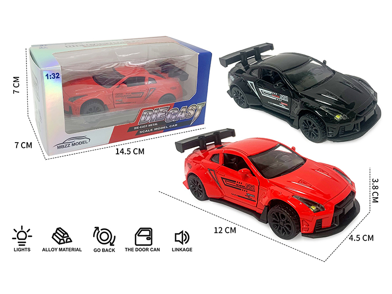1:32 GTR Pull Back Alloy Car With Sound And Lights