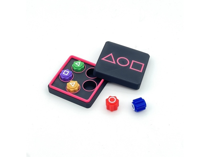 Squid Game Props: Square Plum Black Lid Box +5 Stones