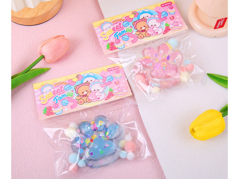 Jelly Pinching Fun Transparent Color Medium Size Cat Paw Sequins + Hairballs + Card Heads