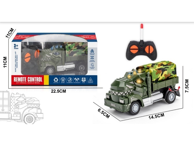 Four-Channel Tyrannosaurus Rex Remote-Controlled Military Transport Vehicle