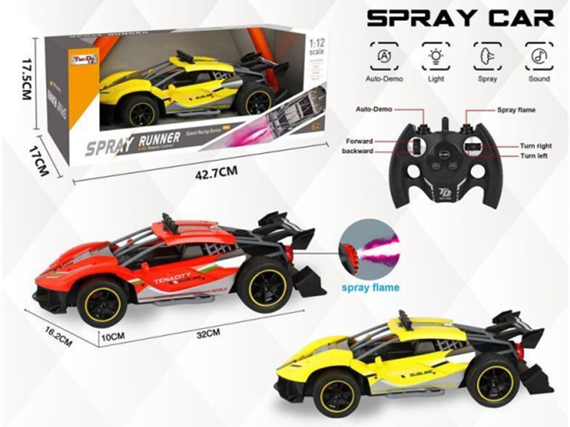 1:12 Scale Simulation Four-Way Ferrari Rafa High-Speed Remote Control Car Plastic Body With Rear Sprayer Handle Remote Control 2.4G