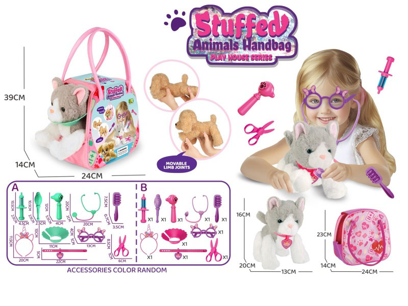 Plush Joint Grey Cat-Themed Handbag