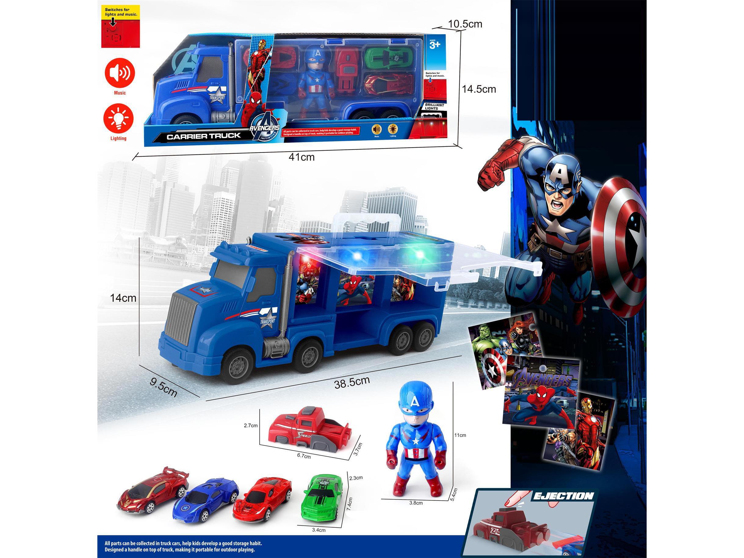 Inertial Storage Vehicle Captain America +4 Ab Cars + Captain America Doll + Launcher