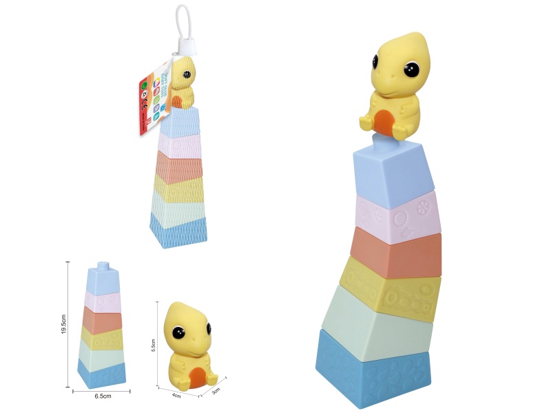 Soft Plastic Stacked Tower Finger Doll Set(Dinosaur) 7pcs