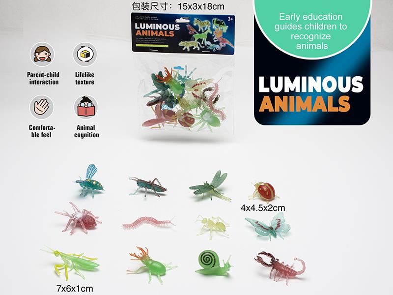 PVC Solid Glow In The Dark Insects Set