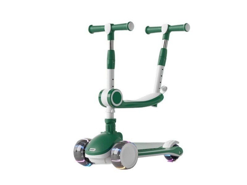Children'S Scooter, One-Click Folding, Flashing Wheels With Music + Lights (Hand-Pushed Seat Model)