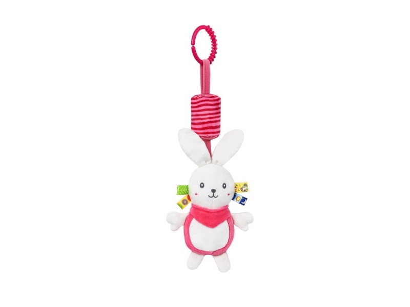 Pink Rabbit Baby Soothing Bell Plush Pendant