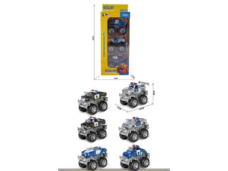 Alloy Recoil Police Car (3Pcs)