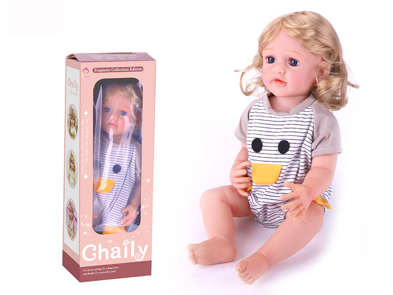 55CM Soft Glue Reborn Baby Doll(Wig Sheath)With Diaper, Birth Card