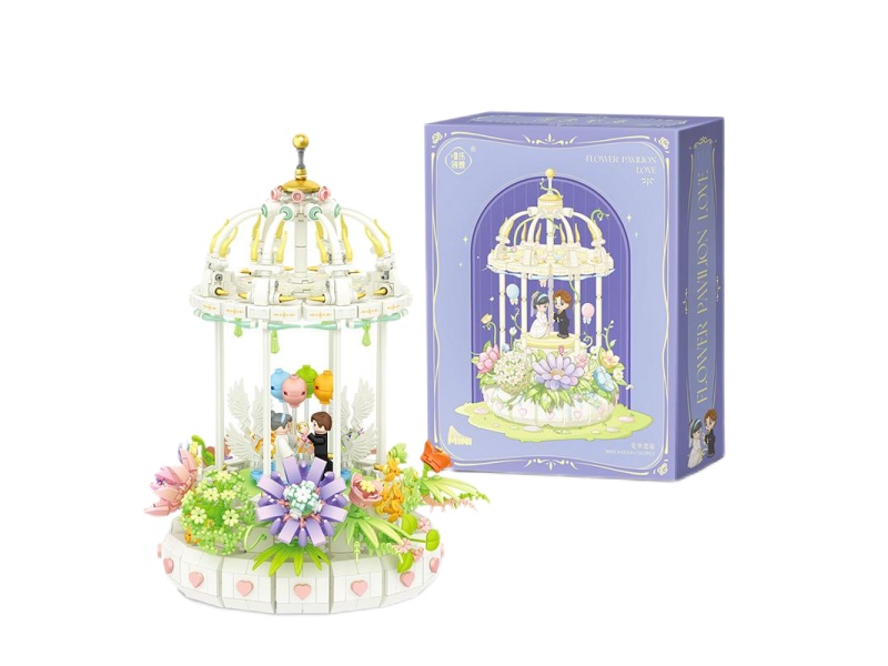 Flower Pavilion Love Music Box Building Blocks 1352pcs