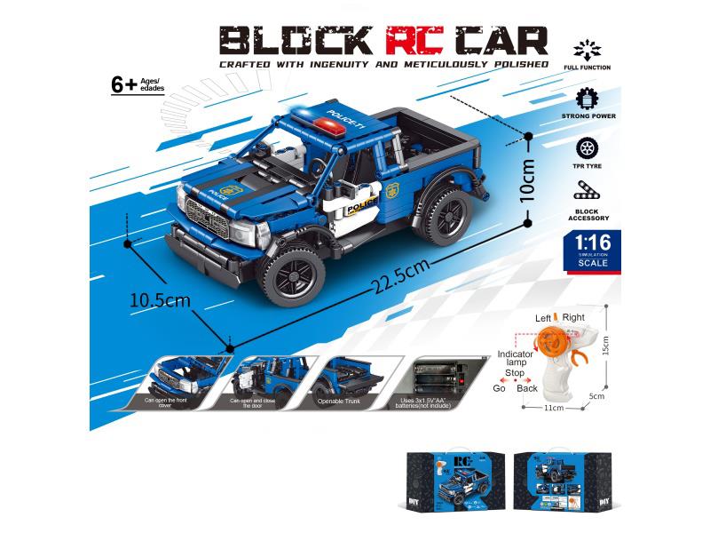 1:16 Building Block Remote Control Car - Raptor Police Car (Number Of Pieces: 403 Pieces) Not Included In The Battery