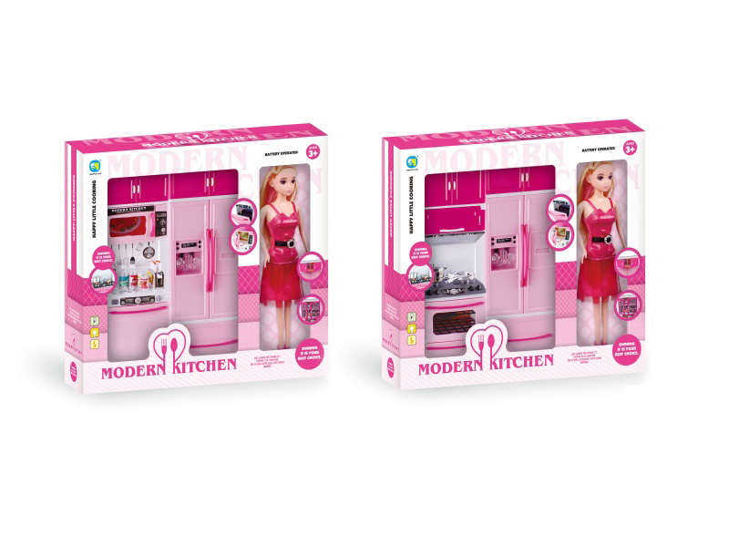 Pink Solid Color Kitchen And Kitchenware Set + Ba Pi (2 Mixed Sets)