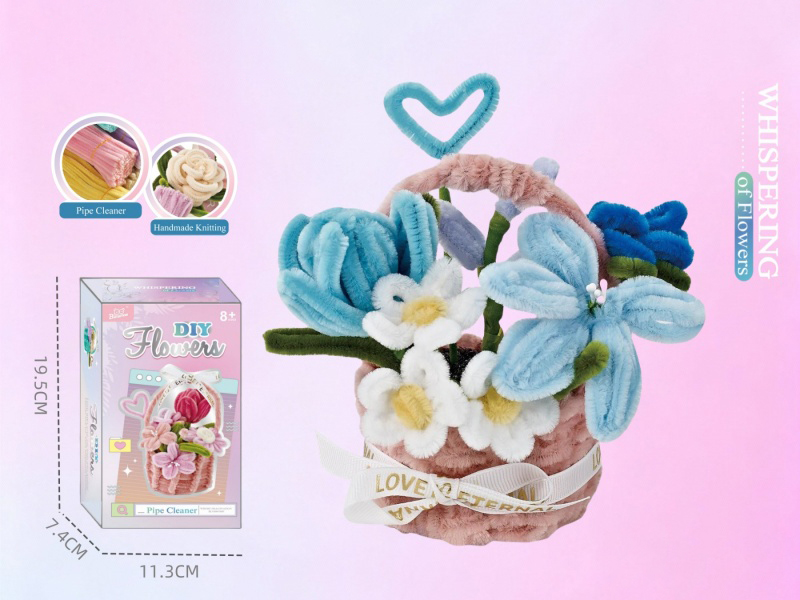 Diy Pink Blue Flower Paper Twisty Stick Flower Basket