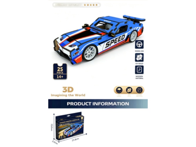 3D Jigsaw Puzzle Series: Blue Sports car