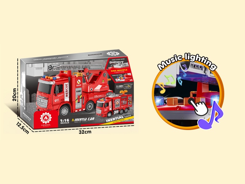Inertia B Car Sound And Light Fire Ladder Truck