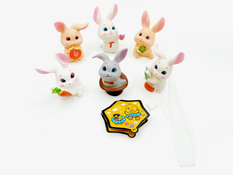 Vinyl Rabbit With Bb Whistle (6 Types /12 Colors Mixed)