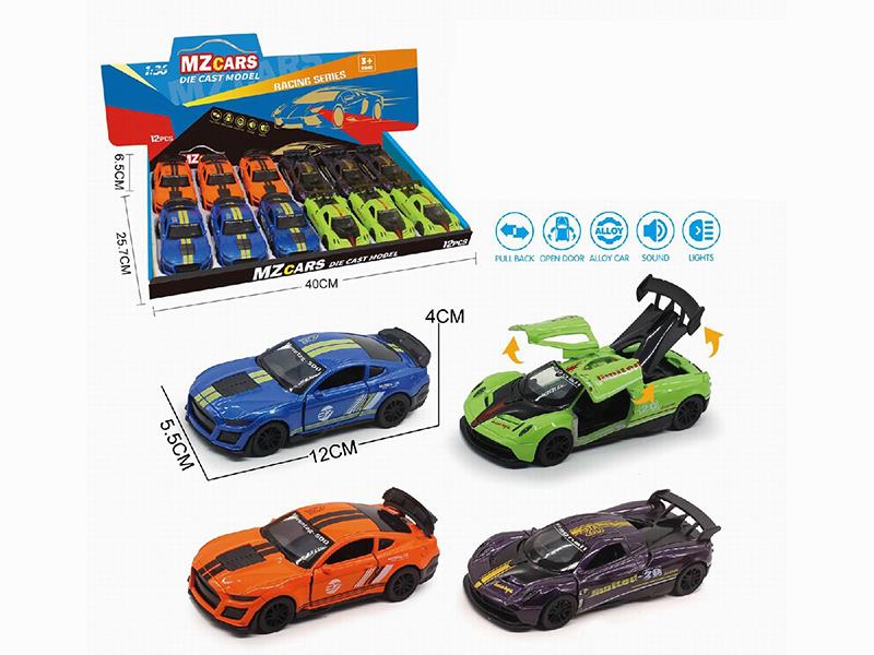 1:36 Pull Back Alloy Sports Car(3 Doors Can Open)(With Sound And Lights) 12pcs