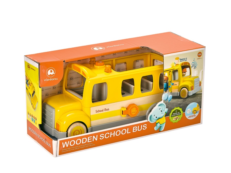 Wooden School Bus With Music And Lights