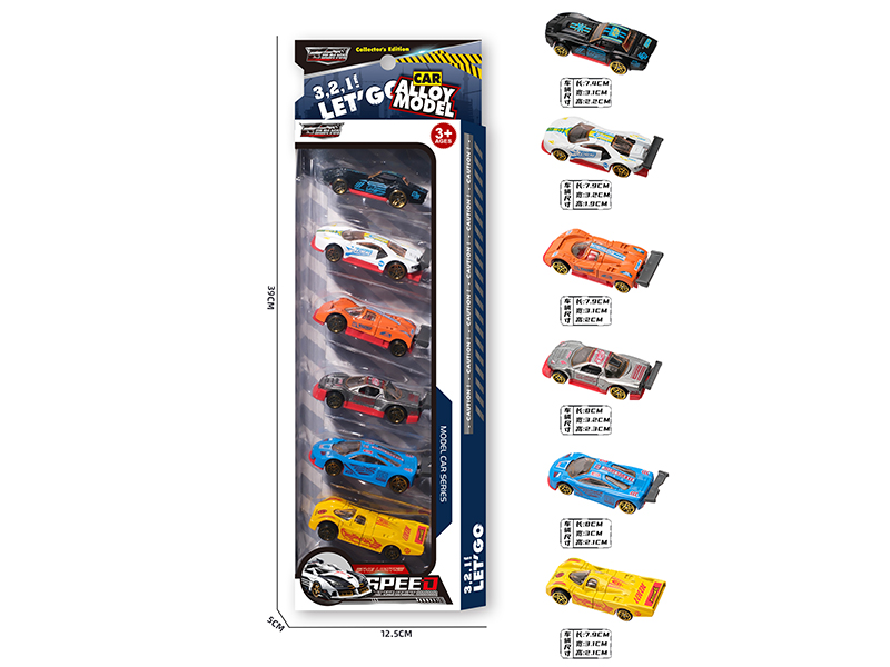 1:64 Slide Alloy Racing Cars 6pcs