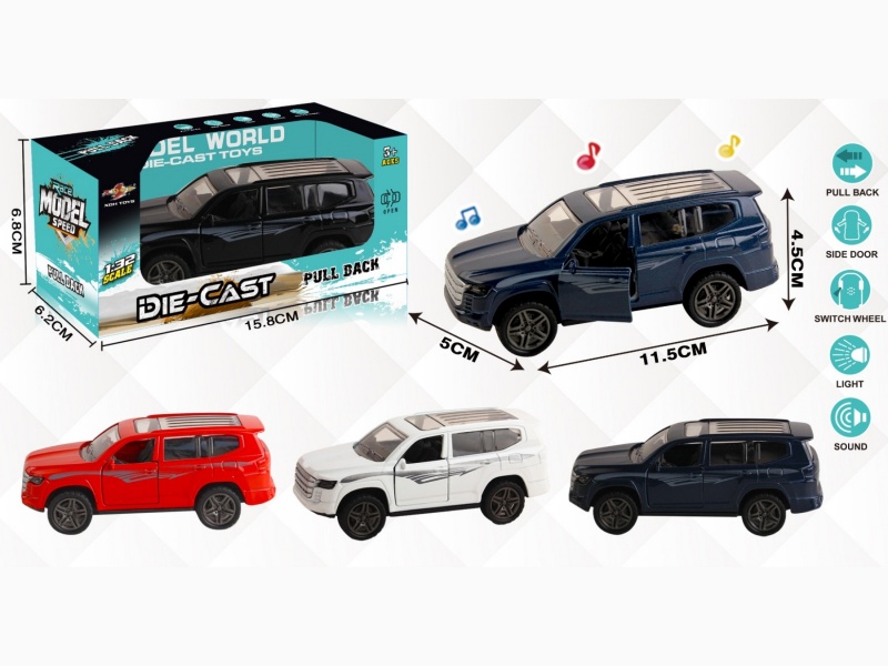 1:32 Simulation Of The 2023 Toyota Land Cruiser Reiz Alloy Car With Two Doors, Lighting And Music