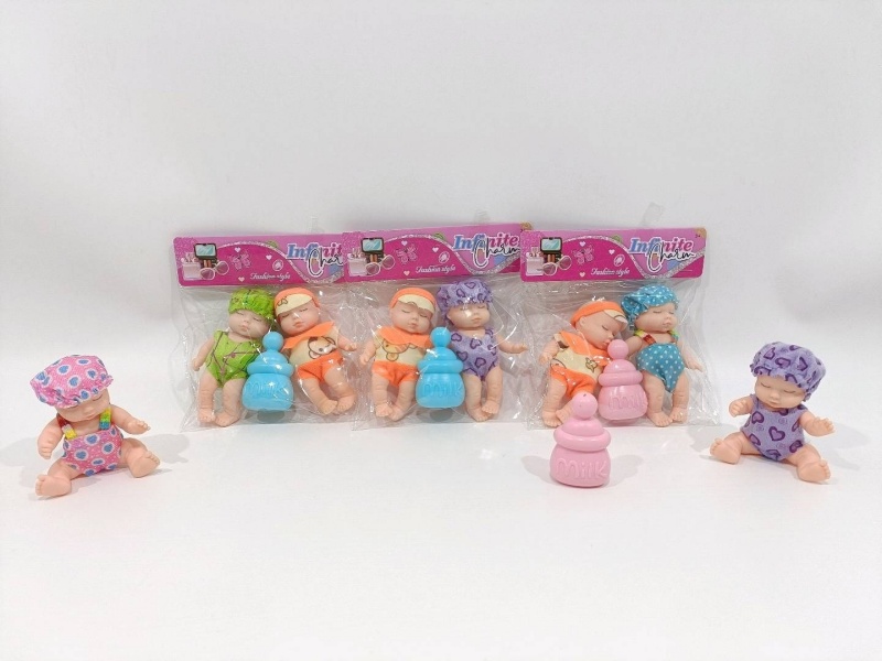 5-Inch Rubber-Lined Sleeping Doll Simulation Baby Doll (2 Pieces)