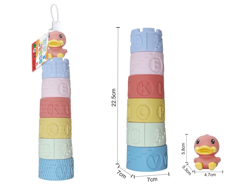 Soft Plastic Duck Stacking Tower Toy 7pcs