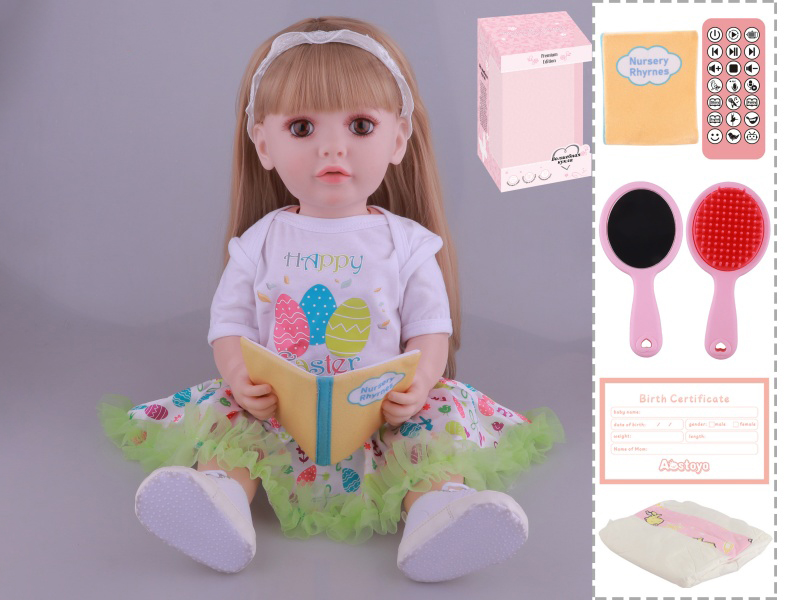 22-Inch Bionic Smart Rebirth Doll, Capable Of Bionic Shaking Of The Head, Raising Of The Hand, Mouth Movement To Speak, Intelligent Dialogue, Recording, Imitating The Tongue, Oral Skills, Dance Music