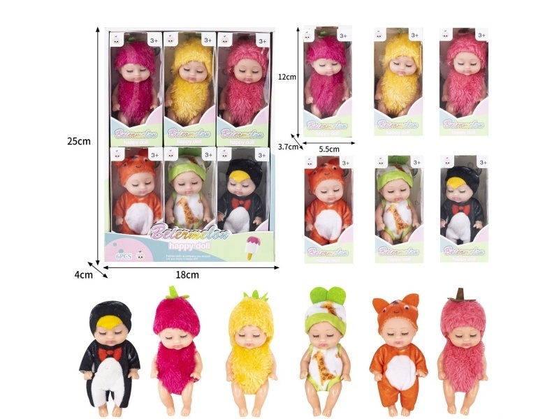 4-Inch Solid Sleeping Doll (6-Piece Set)