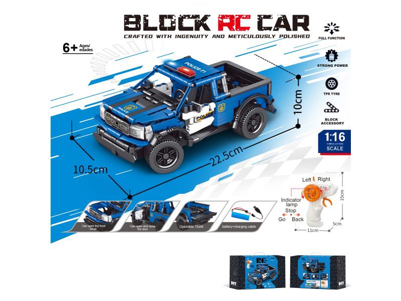 1:16 Building Block Remote Control Car - Raptor Police Car (Number Of Pieces: 403Pcs